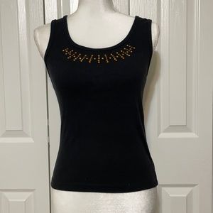 DNLA Women’s SZ L Black Sleeveless Embellished Tank Top